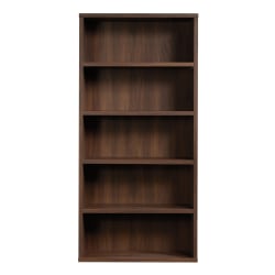 Sauder Optimum 73-1/2"H 5-Shelf Bookcase, Spiced Mahogany