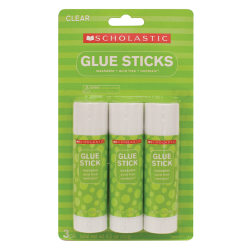 Scholastic Glue Sticks, 1.4 Oz., Clear, Pack Of 3