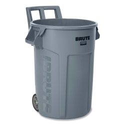 Rubbermaid® Commercial Vented Wheeled Brute® Container, 32 gal, Plastic, Gray
