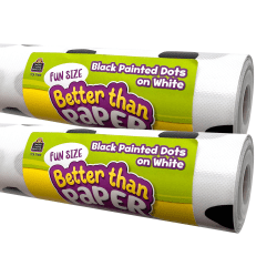 Teacher Created Resources Fun-Size Better Than Paper Bulletin Board Rolls, 18" x 12', Black Painted Dots On White, Pack Of 2 Rolls