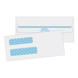 Quality Park® #8 5/8 Redi-Seal™ Double-Window Security Envelopes, Left Windows (Top/Bottom), Self-Seal, White, Box Of 500