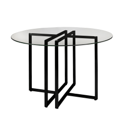 Eurostyle Legend Round Dining Table, 30"H x 42"W x 42"D, Matte Black/Clear