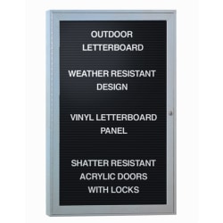 Ghent Traditional Enclosed Changeable Vinyl Letterboard, 36" x 30", Black, Satin Aluminum Frame