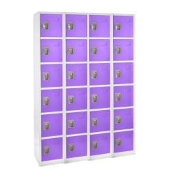 Alpine 6-Tier Steel Lockers, 72"H x 12"W x 12"D, Purple, Pack Of 4 Lockers
