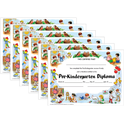 Hayes Diplomas, Pre-Kindergarten, 8-1/2" x 11", 30 Diplomas Per Pack, Set Of 6 Packs