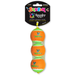 Spunky Pup Squeaky Tennis Balls, Large, Orange/Green, Pack Of 3 Balls