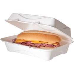 Eco-Products Sugarcane Clamshell Containers, 3"H x 9"W x 6"D, Pack Of 250 Containers