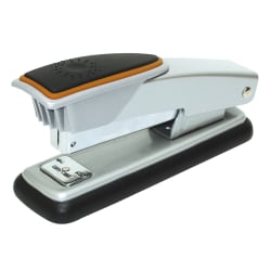 Office Depot® Brand Compact Half-Strip Metal Desktop Stapler, 25 Sheets Capacity, Silver/Orange