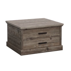 Sauder® Aspen Post Coffee Table With Large Drawer And Shelves, 19"H x 32-1/4"W x 29-1/2"D, Pebble Pine®
