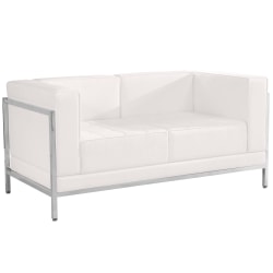 Flash Furniture HERCULES Imagination Series Contemporary LeatherSoft Modular Loveseat with Quilted Tufted Seat and Encasing Frame, Melrose White