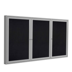 Ghent® Traditional Indoor Enclosed Rubber Bulletin Board, 36" x 72", Black, Satin Aluminum Frame