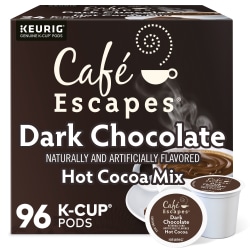 Café Escapes Dark Chocolate Hot Cocoa Keurig Single-Serve K-Cup Pods, 24 Pods Per Pack, Case Of 4 Packs