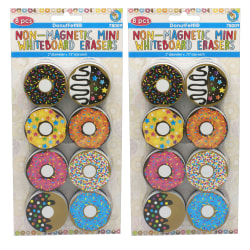 Ashley Productions Non-Magnetic Mini Whiteboard Erasers, DonutFetti, 8 Per Pack, Set Of 2 Packs