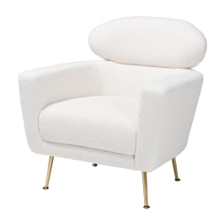 Baxton Studio Fantasia Modern Boucle And Metal Armchair, 32-5/16"H x 30-5/16"W x 32-5/16"D, Ivory/Gold