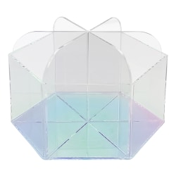 Realspace® Opaline Acrylic Spinning Desktop Organizer, 5-3/8"H x 7-1/2"W x 6-1/2"D, Clear/Iridescent