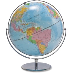 Advantus 12" Political World Globe - 13" Width x 16" Height - 12" Diameter - Multi