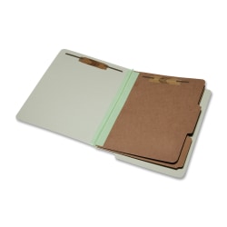 SKILCRAFT® End-Tab Classification Folders, Letter Size, 30% Recycled, Light Green, Box Of 10 (AbilityOne 7530-01-590-7103)