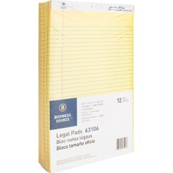 Business Source Legal Pads - 50 Sheets - 0.34" Ruled - 16 lb Basis Weight - Legal - 8 1/2"x14" Sheet Size - 63106