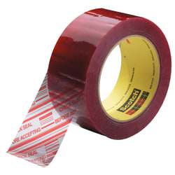 3M® 3779 Pre-Printed Carton Sealing Tape, 3" x 110 Yd., Clear/Red, Case Of 24