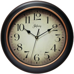 Infinity Instruments Hanover 12" Round Wall Clock, Black/Rose Gold