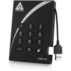 Apricorn Aegis Padlock A25-3PL256-S256 256 GB Solid State Drive - 2.5" External - Black - USB 3.0 - 160 MB/s Maximum Read Transfer Rate
