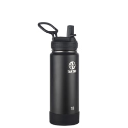 Takeya Actives Vacuum Insulated Stainless Steel Water Bottle With Straw Lid, 18 Oz, Onyx
