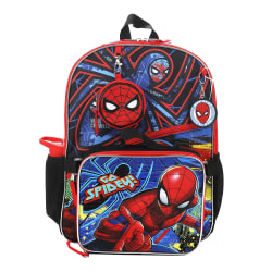 Bioworld Spiderman Backpack With Lunch Bag, Utility Case, Key Chain And Water Bottle, Multicolor