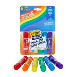 Crayola® Project Quick-Dry Paint Sticks, Assorted Colors, Pack Of 6 Sticks