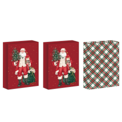 Hallmark 3-Pack Large Christmas Gift Boxes (Santa and Plaid)