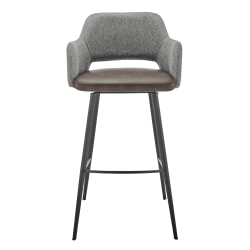 Eurostyle Desi Faux Leather/Fabric Swivel Barstool With Back, Brown/Gray/Black