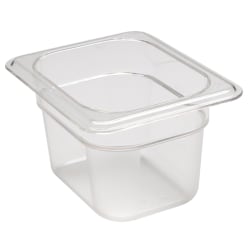 Cambro Camwear GN 1/8 Size 4" Food Pans, 4"H x 4-1/4"W x 6-5/16"D, Clear, Set Of 6 Pans
