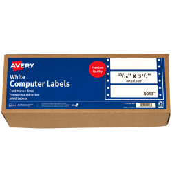 Avery® High-Speed Continuous Form Permanent Address Labels, 4013, 3 1/2" x 15/16", White, Pack Of 5,000