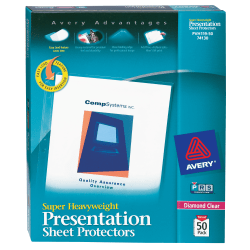 Avery® Super Heavyweight Sheet Protectors With Easy Load™, 8-1/2" x 11", Diamond Clear, 50 Document Protectors