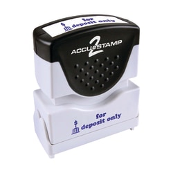 AccuStamp2 For Deposit Only Stamp, Shutter Pre-Inked One-Color FOR DEPOSIT ONLY Stamp, 1/2" x 1-5/8" Impression, Blue Ink
