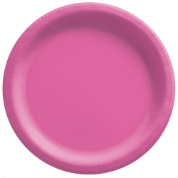 Amscan Paper Plates, 10", Bright Pink, 20 Plates Per Pack, Case Of 4 Packs