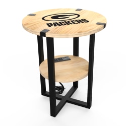 Imperial NFL Wood Round Side Table With Charger, 22"H x 18"W x 18"D, Green Bay Packers