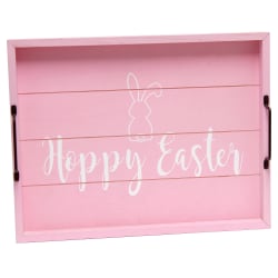 Elegant Designs Decorative Serving Tray, 2-1/4"H x 12"W x 15-1/2"D, Light Pink Wash Hoppy Easter