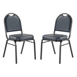 National Public Seating 9200 Series Premium Stack Chairs, Midnight Blue/Black, Set Of 2 Chairs