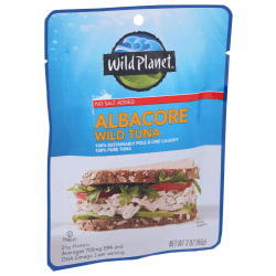 Wild Planet Wild Albacore Tuna Pouches, With No Salt, 3 Oz, Total Qty 24