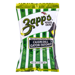 Zapp's Potato Chips, Cajun Dill Gator-Tator Kettle Style, 2.0 Oz, Case Of 25 Bags