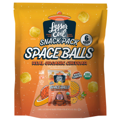 LesserEvil Organic Space Balls, Real Cheddar, 0.6 Oz, Total Qty 72