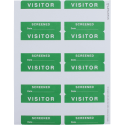 Advantus VISITOR SCREENED Adhesive Badges - "VISITOR SCREENED" - 2 5/8" Height x 3 3/8" Width - Rectangle - Green - 8 / Sheet - 200 / Box