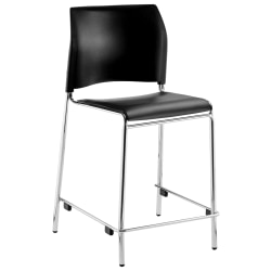 National Public Seating 8700 Series Cafetorium Vinyl Padded Counter Height Stack Stools, Black/Chrome, Set Of 4 Stools