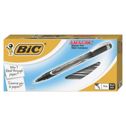 BIC® Intensity Marker Pens, Ultra-Fine Point, 0.5 mm, Black Barrel, Black Ink, Pack Of 12 Pens