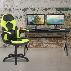 Flash Furniture Gaming Desk And Racing Chair Set With Cup Holder, Headphone Hook & Removable Mouse Pad Top, Green