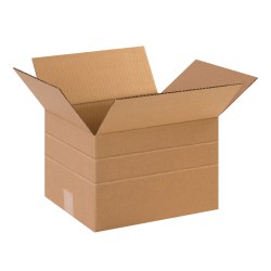 Partners Brand Multi-Depth Corrugated Boxes, 12" x 10" x 6", Kraft, Bundle Of 25 Boxes