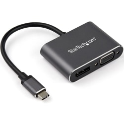 StarTech.com USB C Multiport Video Adapter - USB-C to 4K 60Hz DisplayPort 1.2 HBR2 HDR or 1080p VGA Monitor Adapter - USB Type-C 2-in-1 - 2-in-1 USB-C multiport video adapter to DisplayPort 1.2 or VGA