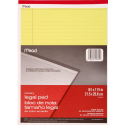 Mead® Legal Pad, Letter, 8-1/2" x 11", 50 Sheets, Canary