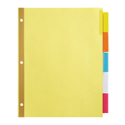 Office Depot® Brand Insertable Dividers With Big Tabs, Buff, Assorted Colors, 5-Tab
