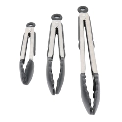 Oster Baldwyn 3-Piece Stainless Steel Kitchen Tongs Set, Black/Silver